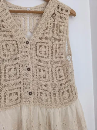 Chaleco beige crochet talla única