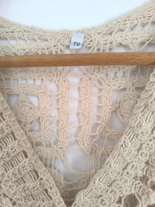 Chaleco beige crochet talla única