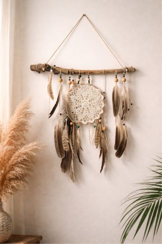 Atrapasueños de madera y tela