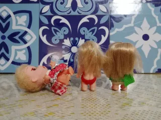 Set di bambole antiche: 2 bambole TinTan e una bambola anni '80 con articolazioni alle gambe