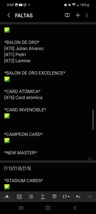 Adrenalyn XL 2026 - Mis Faltas