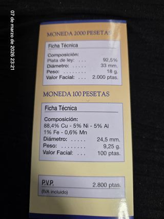 Última emisión de la peseta