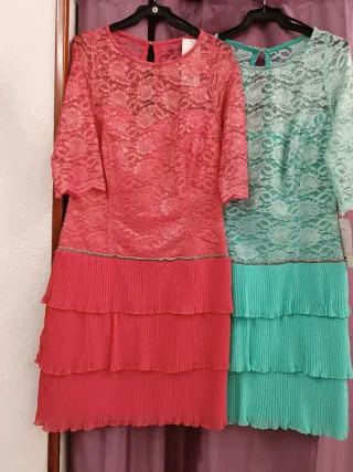 Vestido fiesta corto encaje volantes T40/42