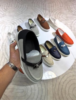 Mocasines Hermès Hombre Gris y Negro