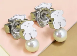 Pendientes Oso Tous Perla Plata