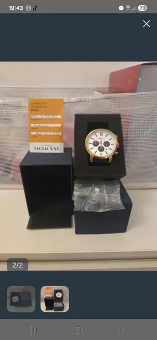 Reloj Siglo XXI Dorado y Blanco