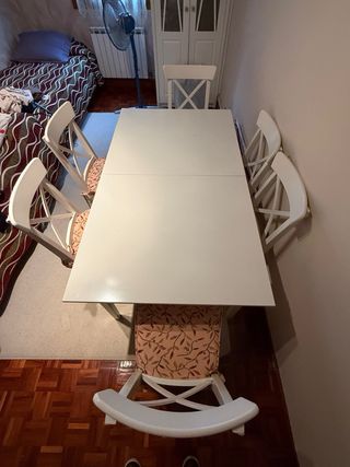 Mesa de comedor extensible blanca Sillas de comedc