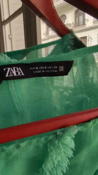 Top Zara transparente turquesa