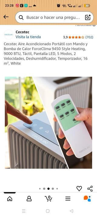 Aire acondicionado portátil cecotec 9450