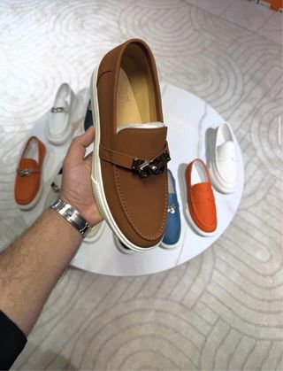 Mocasines Hermès Hombre Marrón Nuevos