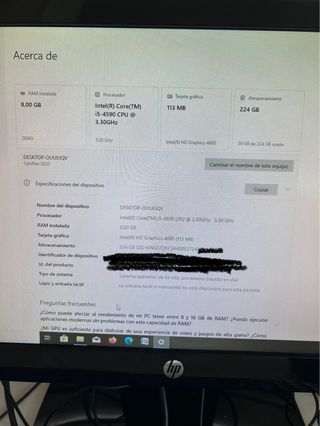 Ordenador Sobremesa HP Negro