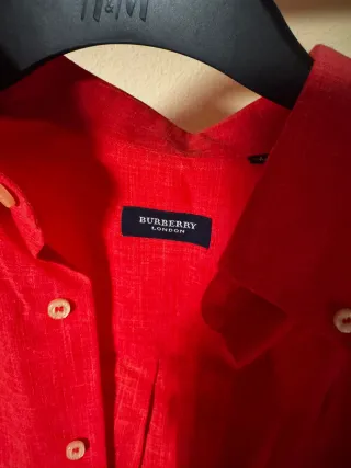 Camisa Burberry Roja Manga Corta