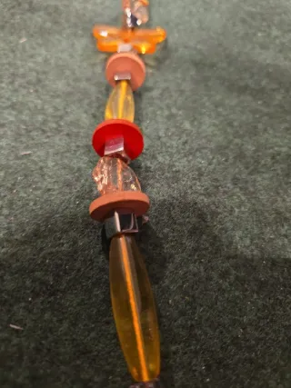 Collar Cuentas Mariposa Ámbar y Rojo