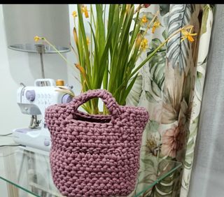 Bolso de crochet rosa