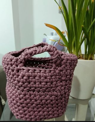 Bolso de crochet rosa