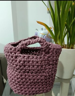 Bolso de crochet rosa