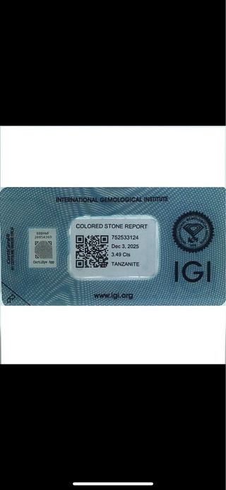 Tanzanita 3,49 ct Redonda Certificada IGI