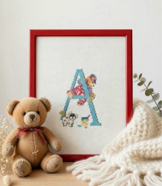 Cuadro Punto Cruz Vintage Letra A