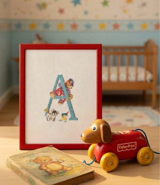 Cuadro Punto Cruz Vintage Letra A