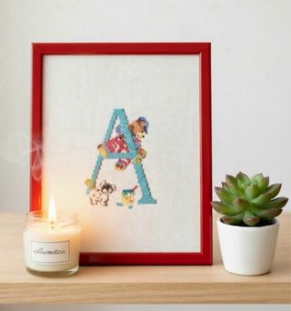 Cuadro Punto Cruz Vintage Letra A