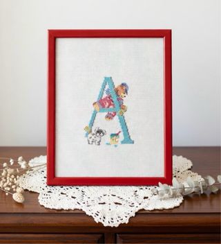 Cuadro Punto Cruz Vintage Letra A