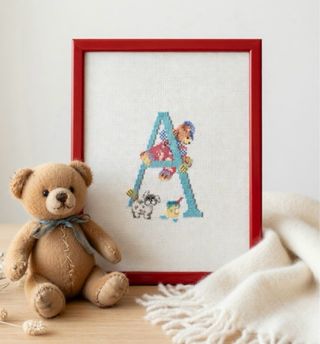 Cuadro Punto Cruz Vintage Letra A