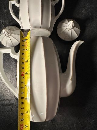 Set de té porcelana blanco y oro estilo art deco