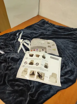 Funda Sillón Reclinable Terciopelo Azul 4 Piezas