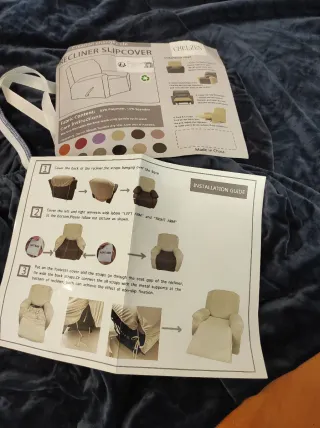 Funda Sillón Reclinable Terciopelo Azul 4 Piezas