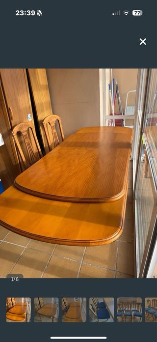 Mesa comedor extensible madera.