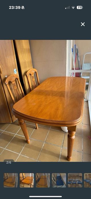 Mesa comedor extensible madera.