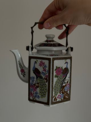 Tetera Vintage Porcelana Japonesa Pavos Reales