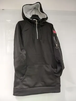 Felpa con cappuccio nera e bianca TG XXL