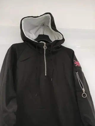 Felpa con cappuccio nera e bianca TG XXL