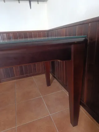Mesa comedor madera y cristal