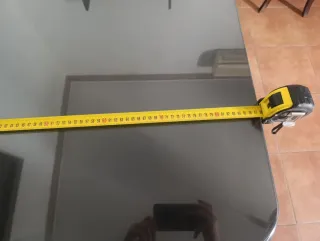 Mesa comedor madera y cristal