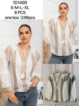 Blusa bordada 1D1495 Tallas S-XL