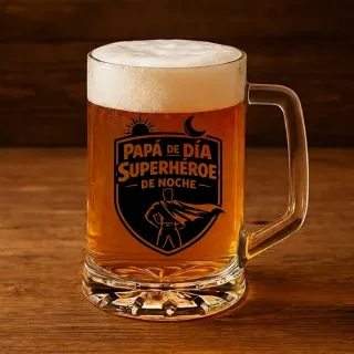 Pack Papá Superhéroe Jarra + Llavero + Camiseta