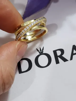 Anillo Pandora Triple Halo Cruzado Talla. 54