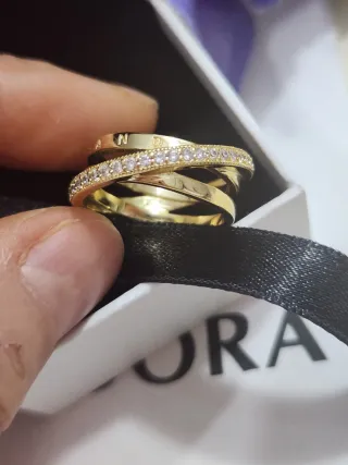 Anillo Pandora Triple Halo Cruzado Talla. 54