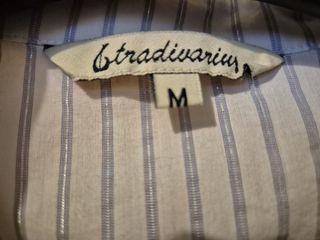 Blusa blanca rayas azules manga corta talla S