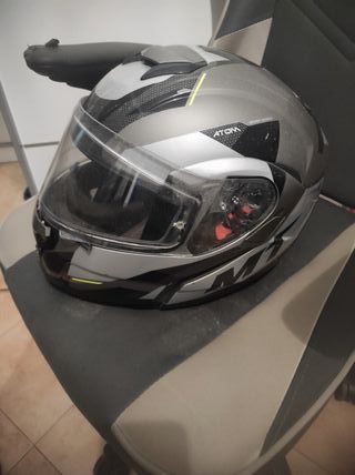 Casco de moto Atom gris y blanco, talla XL