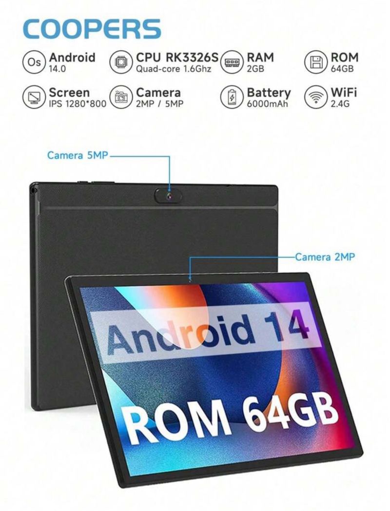 Tablet COOPERS Android 14 64GB