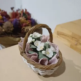 Cesta Lladró Flores Porcelana