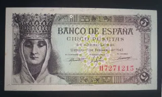 Billete 5 Pesetas Banco de España 1943 S/C
