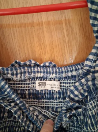 Vestido Vichy Azul y Blanco stradivarius