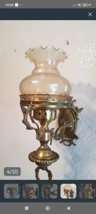Aplique de pared dorado y transparente
