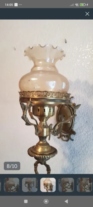 Aplique de pared dorado y transparente
