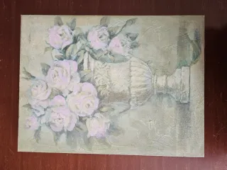 Coppia Quadri Dipinti a Mano Rose