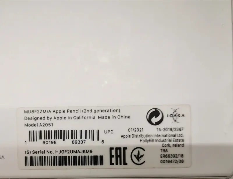 Apple Pencil 2da Gen MU8F2ZM/A A2051